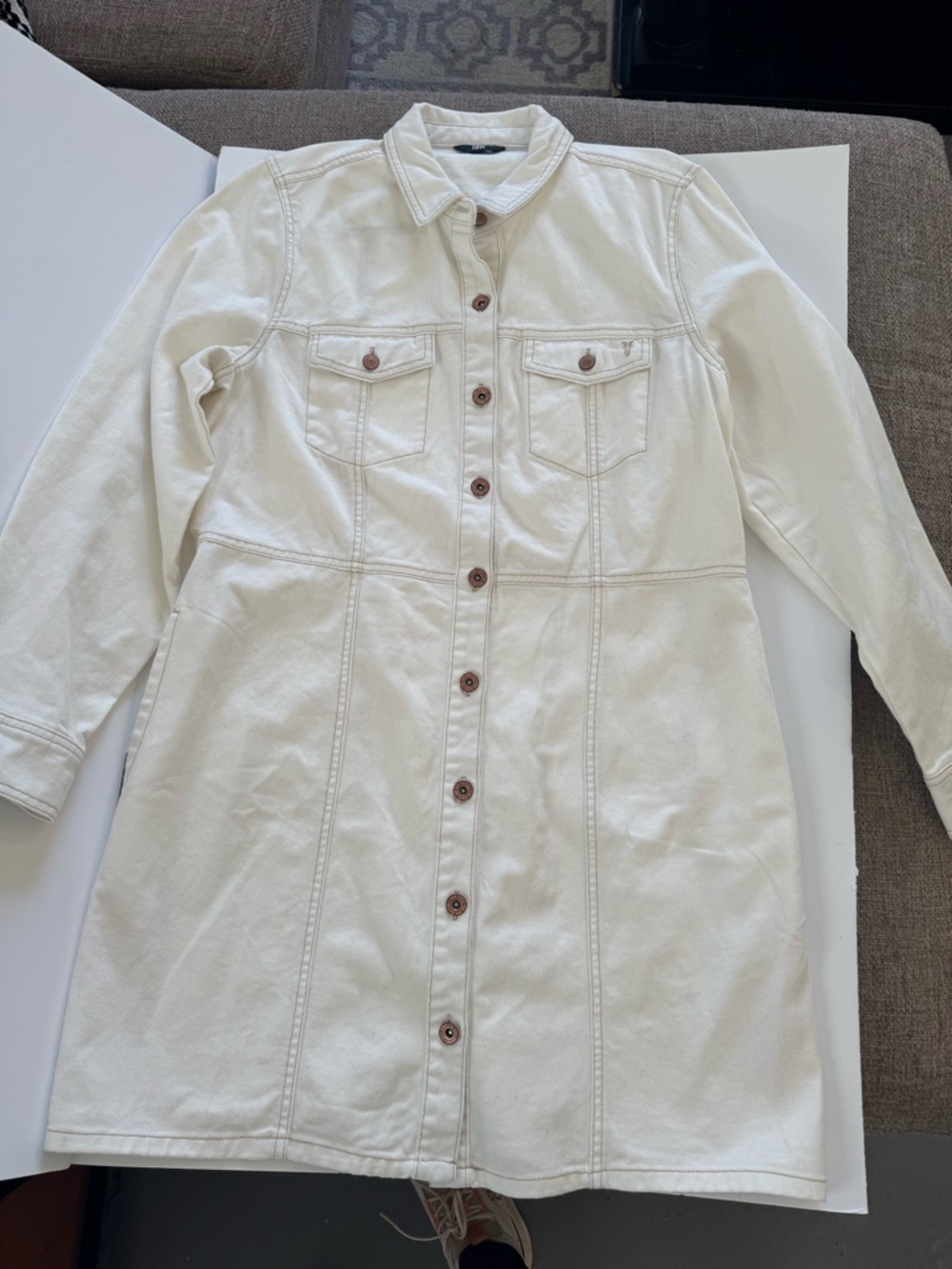 Frye Cream Button-Front Shirt - Picture 2 of 9